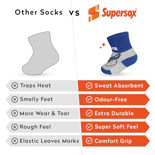 Image of Supersox Regular Disney Socks for Babies, Made with Breathable, Anti Odour & Moisture Absorbent Combed Cotton with a Extra Durable Welt, Ideal For All Day Wear (Pack Of 3)