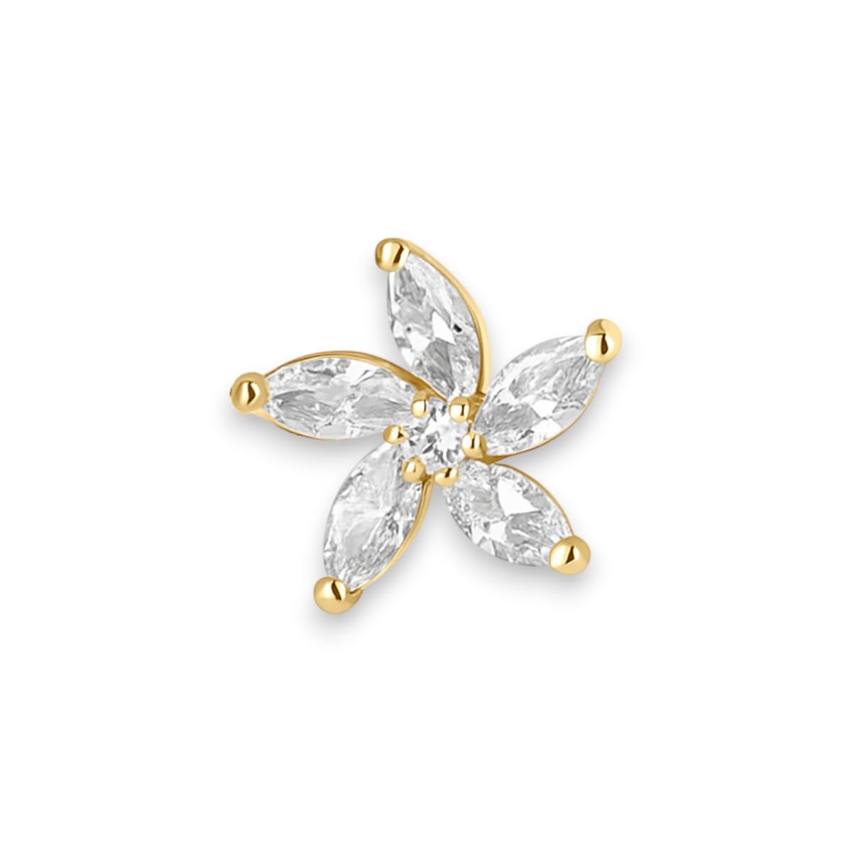 Women's & Girls' Elegant Gold-Tone American Diamond Floral Pierced Nose Pin Traditional Hole-Type Piercing Nose Ring Stud Lightweight Jewellery for Gift-image-27