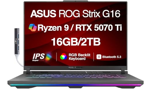 ASUS ROG Strix G16 G614 AI �Q�[�~���O�m�[�g�p�\�R�� 16�C���` 165Hz IPS WUXGA �f�B�X�v���C (AMD Ryzen 9 8940HX, GeForce RTX 5070 Ti 12GB, 16GB DDR5, 2