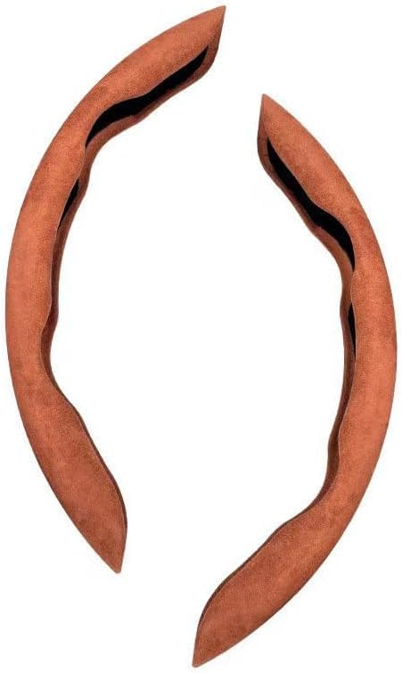 Image of Automaze New Carbon Fiber ABS Texture Steering Wheel Cover for Cars, Safe and Non Slip Car Interior Accessory (Suede Brown)