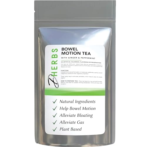 Dherbs Bowel Motion Tea Detox Drink, 20 Herbal Tea Bags (1 Pack) - Made with Senna Leaf, Ginger Root, Peppermint & More for Colon & Stomach Cleanse