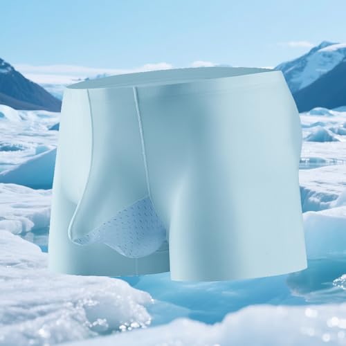 Men Ice Silk Boxer Briefs with Bulge Pouch Black Breathable Underwear Cool Ultra-thin Stretch Boxers