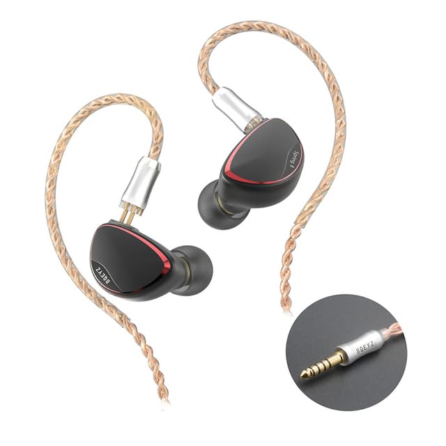 AE-Smart - Spring 2 Generation HiFi Earphone 1BA+1DD+9 Layers PZT Hybrid 3 Driver In-Ear IEM Treble Vocal Music 0.78mm 2Pin CNC Metal (Black 4.4mm)