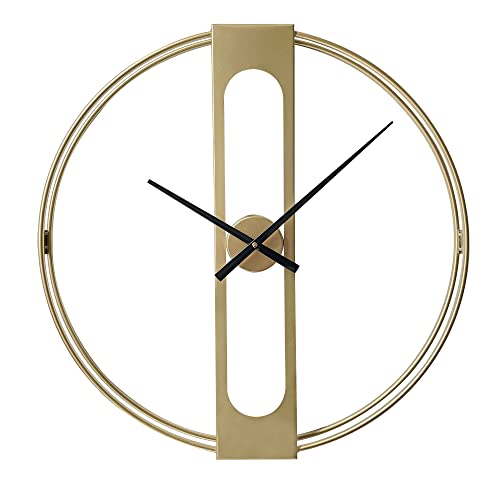 LW Collection Wanduhr ohne Zahlen Jayden Gold 80 cm - moderne Wanduhr - leise Industrielle Wanduhr - große Wanduhr leise - moderne Uhr - Industrie Cover