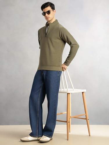 Image of Thomas Scott Men's | Regular Fit | Long Sleeves | High Neck | Solid | 100% Polyester | Knitted | Sweatshirt | Dry Clean Only