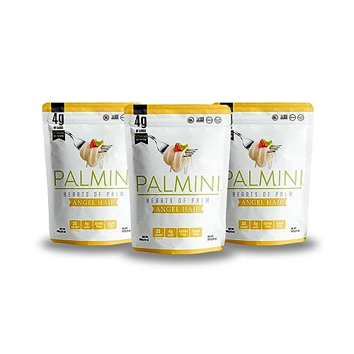 PALMINI Angel Hair – Spahetti – Palmito – Bajo en calorías – Bajo en carbohidratos – Keto - Vegano – Libre de OGM – Libre de Gluten – Sin azúcar – 338g | (Pack de 3 unidades)