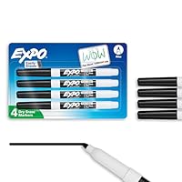 EXPO Dry Erase Markers, Low Odor Ink, Black, Fine Tip, 4 Count - Easily Erases, Vibrant Ink, Ideal for Classroom, Back to School Supplies, Teachers, Office, Whiteboard & Home