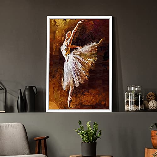 Image of PAINTINGMANTRA Dancing Lady Theme Canvas Painting with Wooden Frame (Size - 23 x 17 Inch each,Total Dimensions: 23 x 17 Inch, Color - Golden)