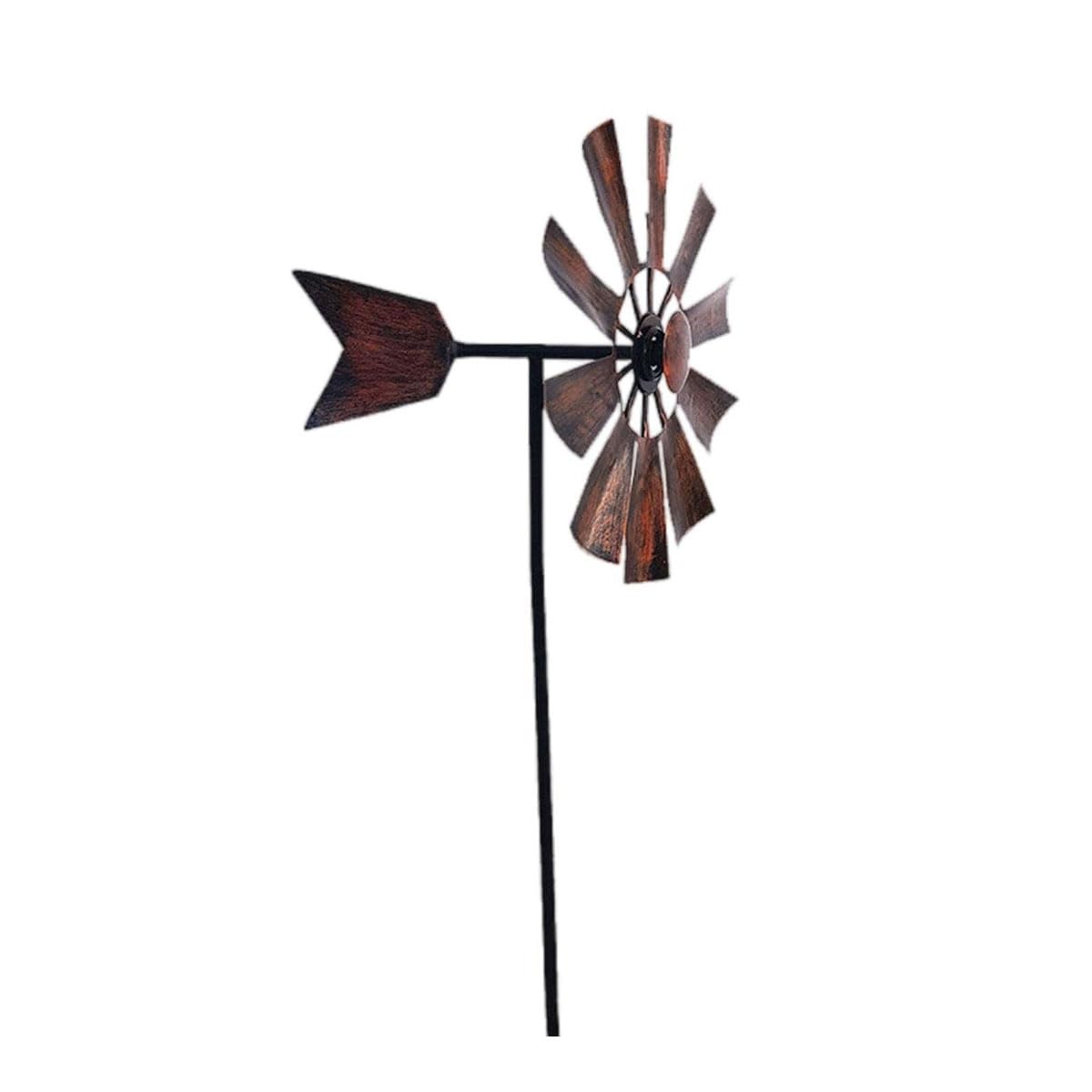3 Colors Metal Outdoor Wind Spinners, 23.5×66cm Waterproof Vintage Wind Sculpture Ornaments for Yard Garden Landscape Decor (Brown*1)