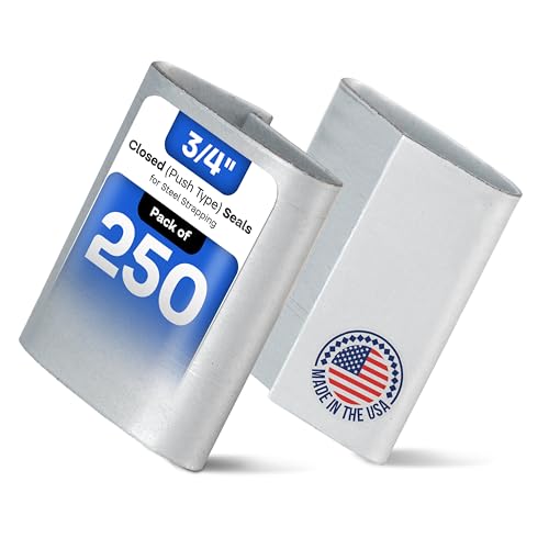 Image of IDL Packaging 3 /4 inch Closed (Push Type) Seals for Steel Strapping, Pack of 250 - USA-Made Sturdy Metal Clips for Securing Heavy Packaging & Pallet Banding - Superior Holding Power for Steel Banding Jobs