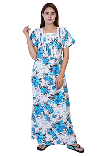 Image of Women's Cotton Block Print Knee Length Nighty