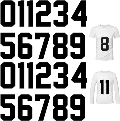 SIQUNUO 22 Pieces Iron on Numbers T Shirt Jersey Numbers Heat Transfer Number- 0 to 9 Jersey Numbers for Team Uniform Sports T Shirt Basketball Baseball Football T-Shirts (Black 8 Inch)