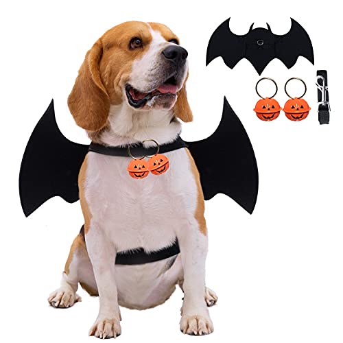 Yoleshy Dog Halloween Costumes, Pet Costume Halloween Bat Wings Cat Costumes With 2 Pumpkin Bells And Leash, Large Costume For Small Medium Dog Cat Halloween Party #TOP22