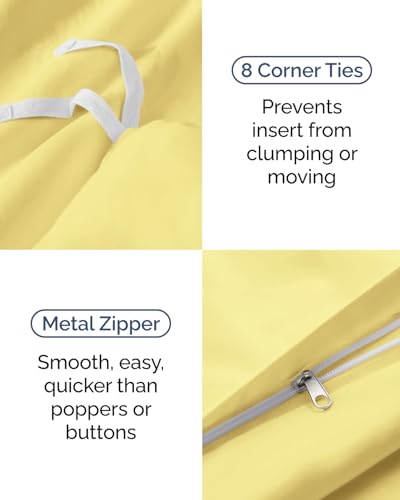 Image of Duvet Cover Twin /Twin XL Size Set - Extra Soft Twin /Twin XL Duvet Cover 68 inch x 90 inch with 1 Pillow Sham for Women, Men, Kids & Teens - Comfy, Easy-Care & Fade Free with Zipper Closures and Ties (Yellow)
