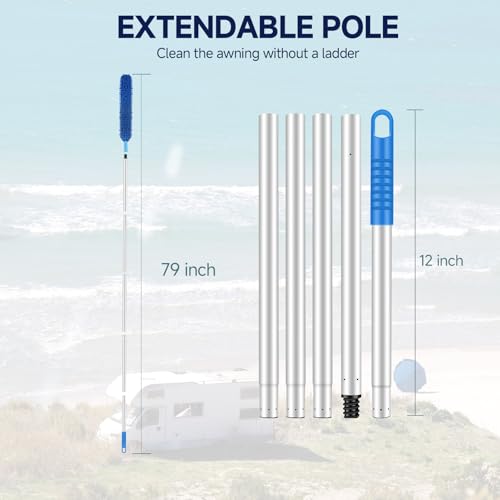 Ejytrvt RV AWNING CLEANING MOP-001 Rv Awning Mop, Bendable Head With 2 Washable & Replaceable Mop, 79-Inch Telescopic Awning Cleaner thumb #4