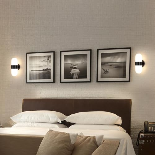 Image of Tubicen Mid Century Modern Wall Sconce Bathroom Black Art Deco Wall Light Integrated LED Dimmable Cylinder Sconces Wall Lighting for Living Room Bedroom Bathroom 7W 4000K Hardwired