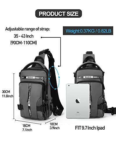 Seafew Grey Sling Crossbody Backpack Shoulder Messenger Bag For Men Women, Mini Anti Theft One Strap Motorcycle Backpack Sling Tactical Chest Bag For Hiking Walking Biking Travel Cycling #TOP4