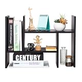 VERGOODR Desktop Organizer Office Storage Rack Adjustable Natural Wood Display Book Shelf Stand Rack