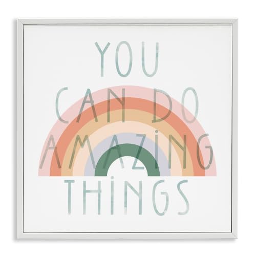 Motivational Pastel Rainbow Affirmation, 17 x 17 Inch Framed Giclée Print