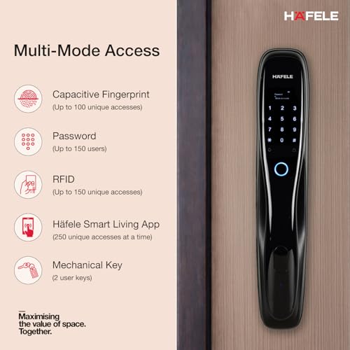 Image of Hafele Re-Twist Digital Door Lock | Fingerprint, PIN, RFID, App & Key Access | Sleek Modern Design | Emergency Power Backup | Secure & Convenient Smart Lock