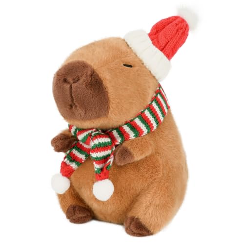 CHDBLOCK Merry Capybara Plush Toy - 9 Inch Merry Hat Capybara Stuffed Animal, Capibara Cute Plushie Doll Pillow, Perfect Hugging Gift for Kids
