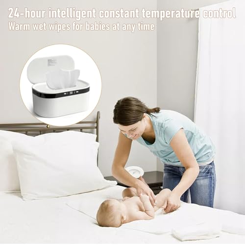 LOMUG Feuchttuch Wärmer, 3 Heizstufen Schnell, Baby Wischtuchwärmer, USB Baby Wischtuchwärmer, Wipes Heizbox mit LED Ingebautes Nachtlicht, Handtuch Wärmegerät für Babys