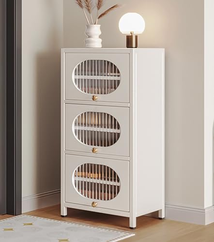 Zapatero con 3 puertas a presión, organizador de almacenamiento de muebles de acero al carbono, estante de entrada laminados extraíbles, armario independiente para interiores y exteriores