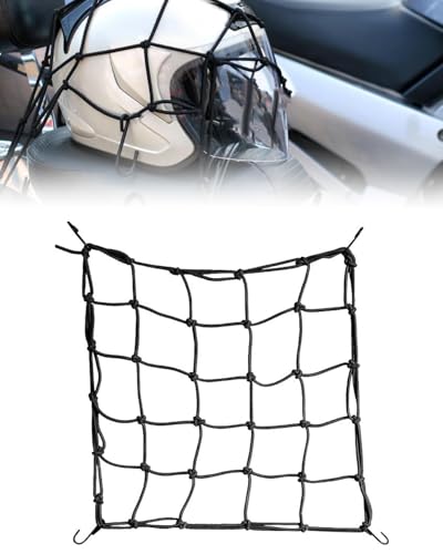 HAPZUR Red Elástica Bungee para Motocicleta, 1 Pieza 40x40 cm, Pulpo Sujeta Equipaje Reflectante Negro con Ganchos | Máxima Seguridad para Casco y Carga, Alta Visibilidad Nocturna