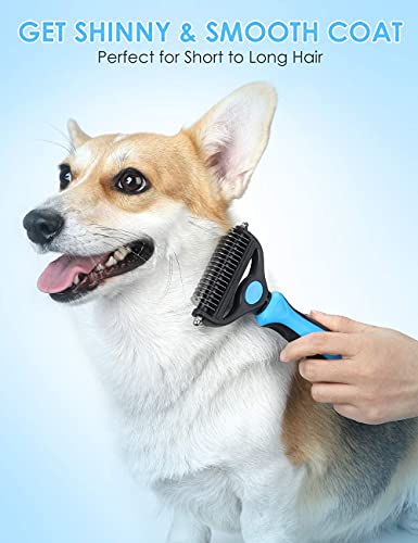 Malsipree Pet Grooming Brush, 2 In 1 Deshedding Tool & Undercoat Rake Dematting Comb For Mats & Tangles Removing, Reduces Shedding By Up To 95%, Great For Short To Long Hair Cats& Small Dogs #TOP4