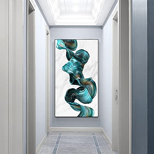 Sublimer un grand mur vide grâce à la toile abstraite verte nordique