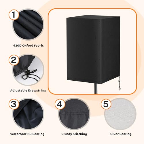 TIFILE 12 Inch Outdoor Speaker Cover, PA/DJ Speaker Cover Bag, Waterproof, Black, Polyester - Thumbnail 2