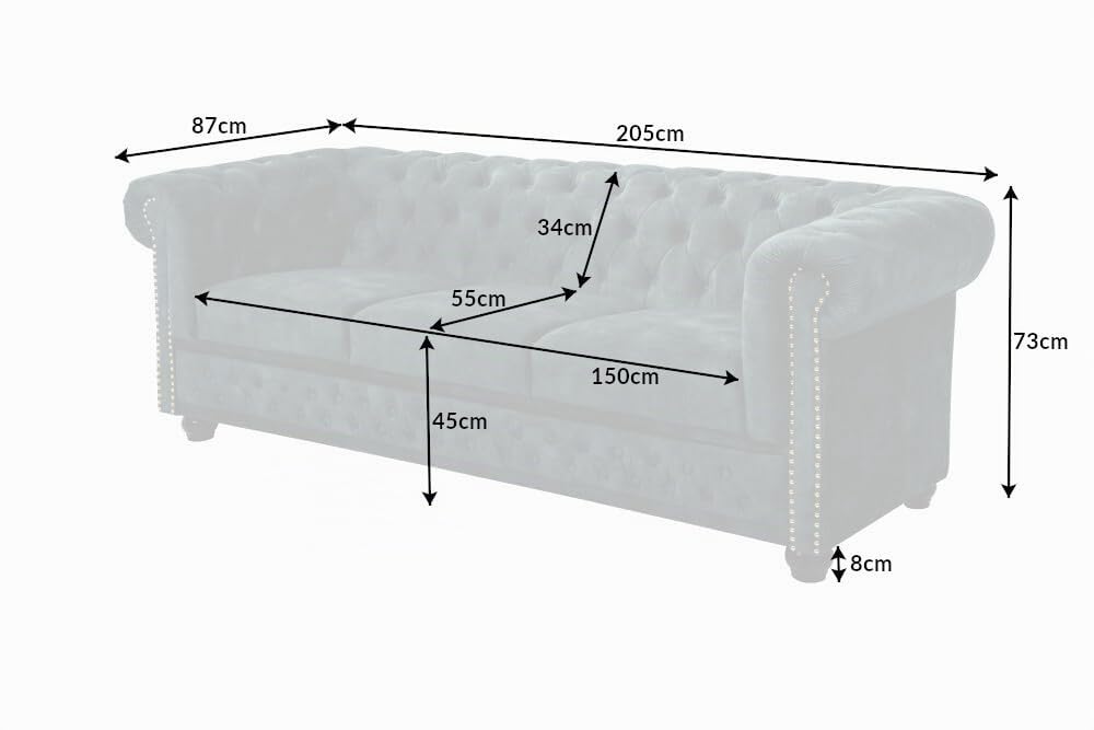 3-Sitzer Sofa CHESTERFIELD - 205cm - petrol gold - Samt - Federkern Nieten