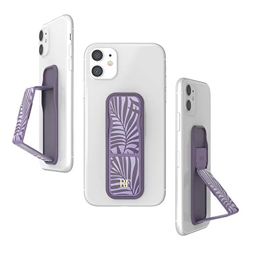 RICHMOND & FINCH Phone Grip Holder and Expanding Stand, Universal Finger Grip Kickstand Compatible with iPhone, Samsung and More, Multiple Viewing Angles, Purple Palms Design