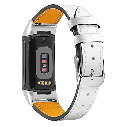 Bracelet en cuir véritable pour Fitbit Charge 5, élégance classique avec boucle