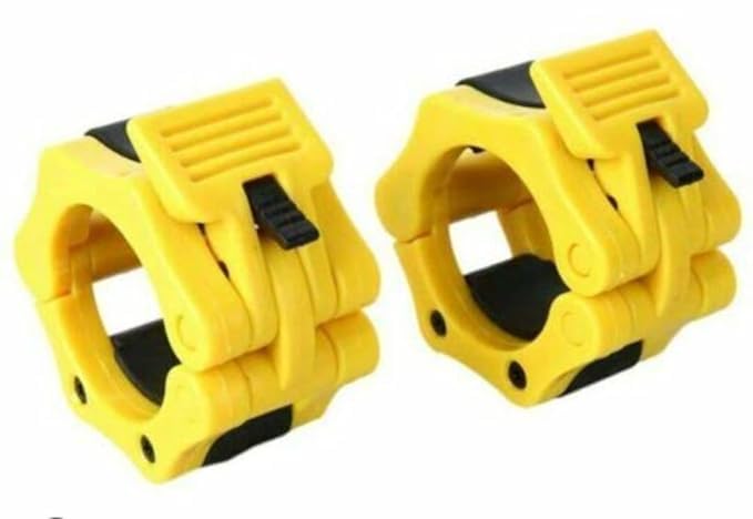 - Fitness Gali Barbell Lock Collars for 50mm Olympic Barbell, Quick Release Locks, Yellow or Red, 1 Pair, Weightlifting and Strength Training