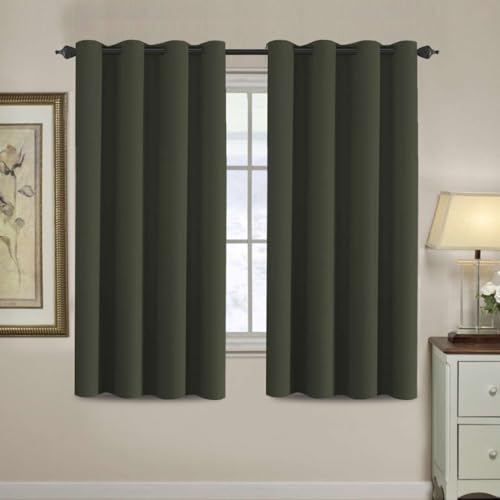Image of H.VERSAILTEX Blackout Curtain for Living Room Thermal Insulated Window Treatment Curtain Extra Long 63 inch Length Energy Saving Solid Grommet Top Blackout Drape, One Panel, Olive, 52 inch W x 63 inch L