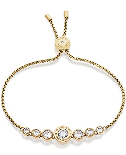 Michael Kors Women's Slim Runway Three-Hand Stainless Steel Quartz Watch Blush Rush Gold-Tone Bead Bangle Bracelet #TOP2