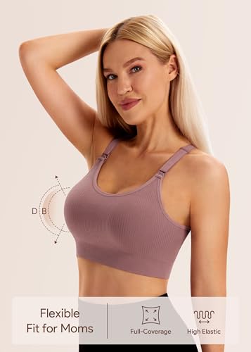 Image of Angelhood Nursing Bras for Breastfeeding, Criss-Cross Back Nursing Sports Bra, Low Impac Support Yoga Maternity Bras