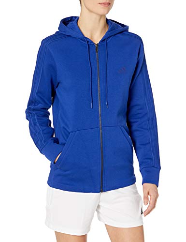 adidas Women's Athletics Essentials Cotton Fleece 3 Stripes Full-Zip Hoodie, Mystery Ink/ Small