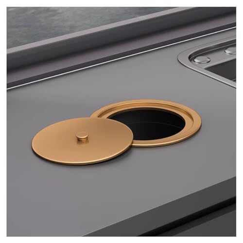 Countertop Waste Chute with Swing Lid - Brushed Stainless Steel Grommet for Efficient Trash Disposal in Office, Restaurant, and Restroom Settings