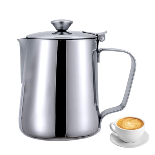 Milchkännchen Mit Deckel, 350ml Handheld Milchkännchen...