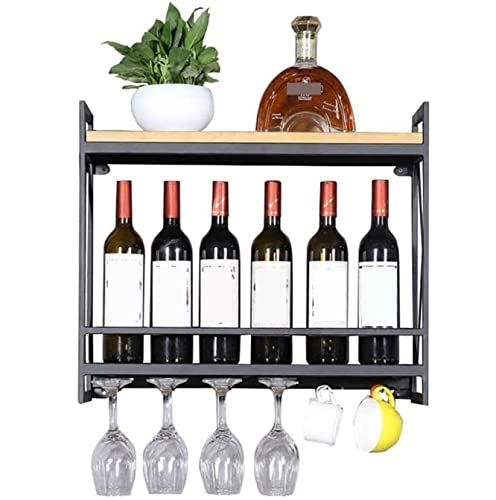 Soporte para botellas de vino de pared 60 cm negro miniatura 3