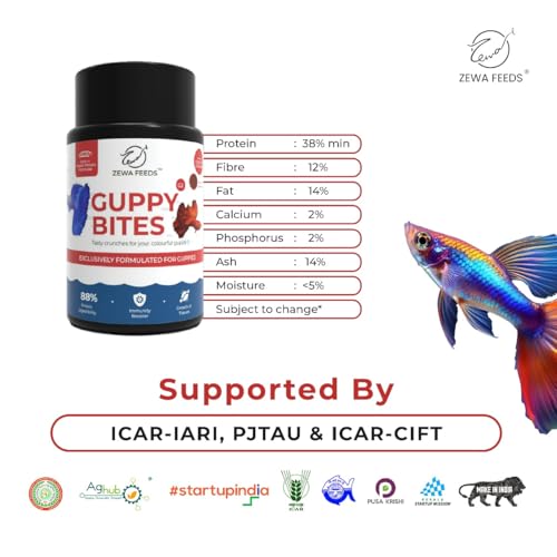 Image of Guppy Bites 45g | High Protein Fish Food for Guppy & Small Fish | Micro Pellets 0.3-0.6 mm | 88% Digestibility | Rapid Growth & Vibrant Color