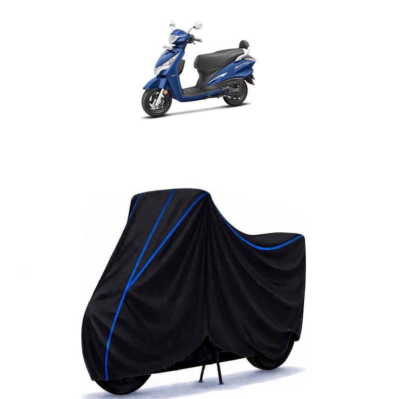Image of Scooty Cover Water Resistant for Destini 125 Xtec | Universal Scooter & Bike Cover | Heavy Duty UV Dust, Rain & Scratch Protection | Elastic Fit All Weather Indoor Outdoor | Black with Blue Piping