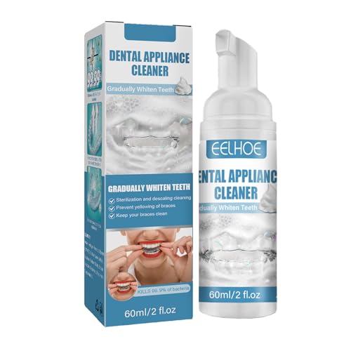 Mnozreo Limpiadoras para Dentaduras Postizas,60ML,Tabletas Limpiadoras de Retenedores,Limpiador De Aparatos Dentales,Espuma Suero De Eliminación De Manchas De Dientes