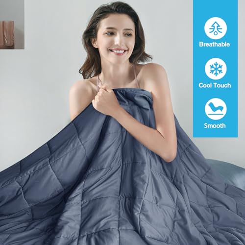 Cooling Weighted Blanket for Adults 20lbs,48"x72", Twin Full Size Heavy Throw Blanket for 130-220lbs, Microfiber Soft Thick Big Blankets Weighted Comforter Breathable Gift for Sleeping, Grey
