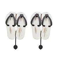 K KILIPES Decorative Wall Hooks Beach Flip Flop Wood Decor, Nautical Hanging Sandal Slipper Hook Wall Mounted Coat Hanger Rack for Keys Towels Clothes Hats (Rustic White)