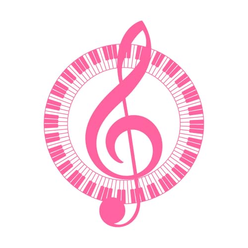 Vinyl Wall Decals Musical Design Element Piano roll Pattern in Various Shapes Musical Logo Graphic Design 40x51.5cm Store Decoration Pink