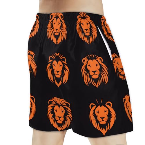Men's Swim Trunks Size S Lions Wallpaper with Mesh Lining Soft Breathable Quick Dry Beach Shorts3