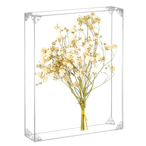 QWORK Acrylic Shadow Box Display Case - 9x12 inches Clear Assemble Display Frame, 1.75